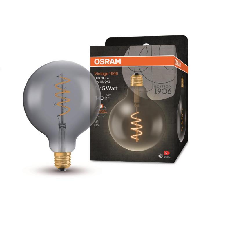 Osram E27 VINTAGE LED GLOBE Spiral Filament aus Rauchglas 4W wie 16W extra warmweiß